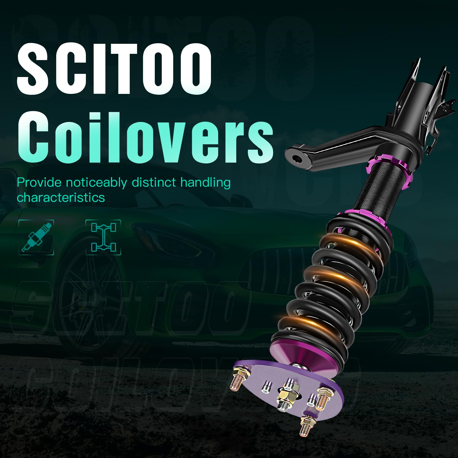 SCITOO Full Coilover Suspension Kit with Shock Struts - Compatible with 2002-2006 Acura RSX (Purple) | Performance Upgrade for Street Racing & Smooth Ride | Perfect for Track Days & Daily Commuting