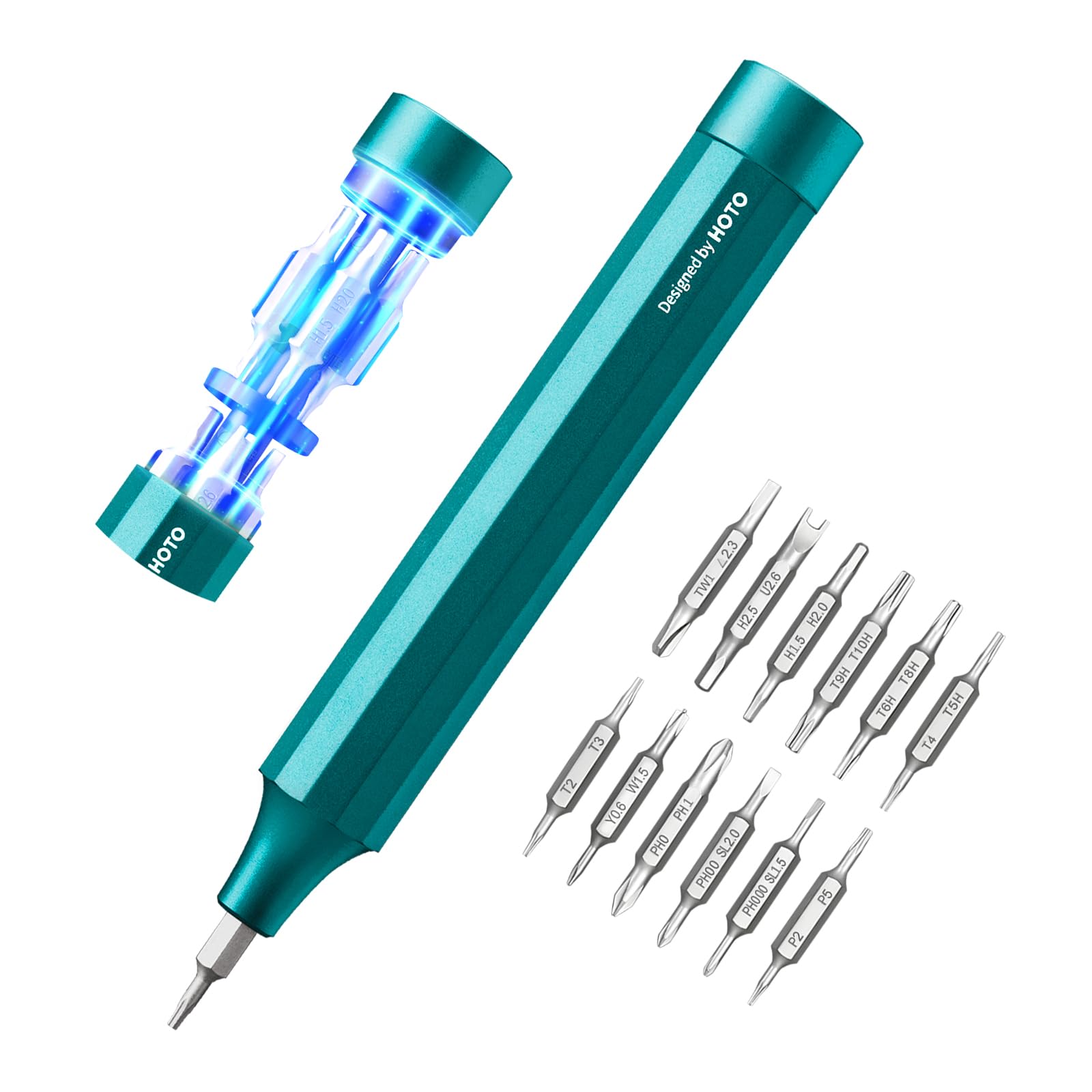 HOTO 24-in-1 Magnetic Precision Screwdriver Set - Mini Multi-bit Manual Tool for Eyeglasses, Electronics, Watches, Phones, Laptops & Cameras (Dark Turquoise) | Perfect for DIY Repairs, Home Maintenance & Tech Gadgets