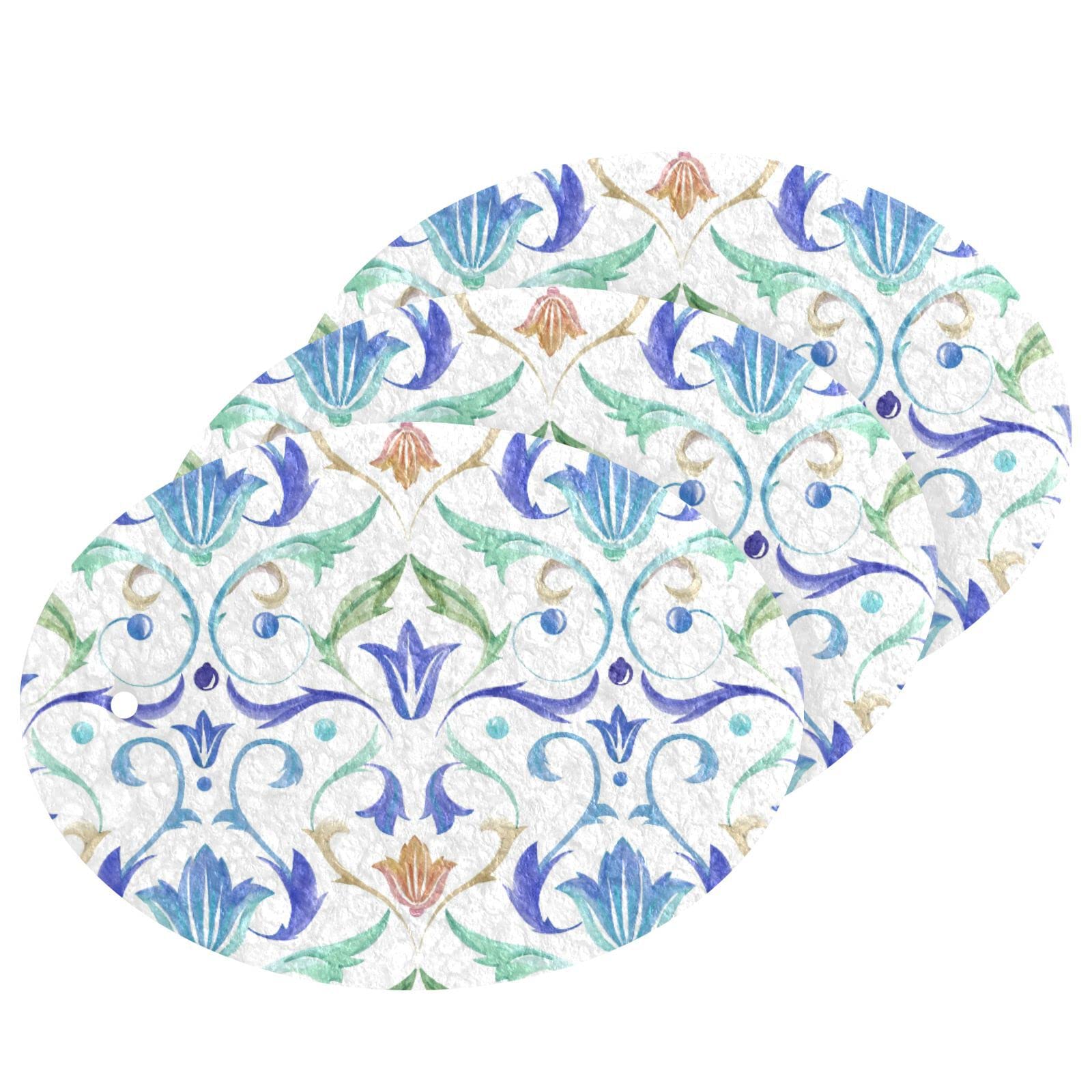 Vintage Baroque Floral Kitchen Sponge Pads - 3 Pack Exquisite Pattern Dish Scrubbers for Effective Dishwashing and Household Cleaning, Perfect for Kitchen Sink and Countertop Maintenance