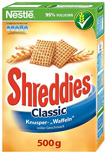 Nestle Shreddies Whole Grain Wheat Cereal 500g - Healthy Breakfast for Kids & Adults, Perfect with Milk or Yogurt, Great for Home & Office