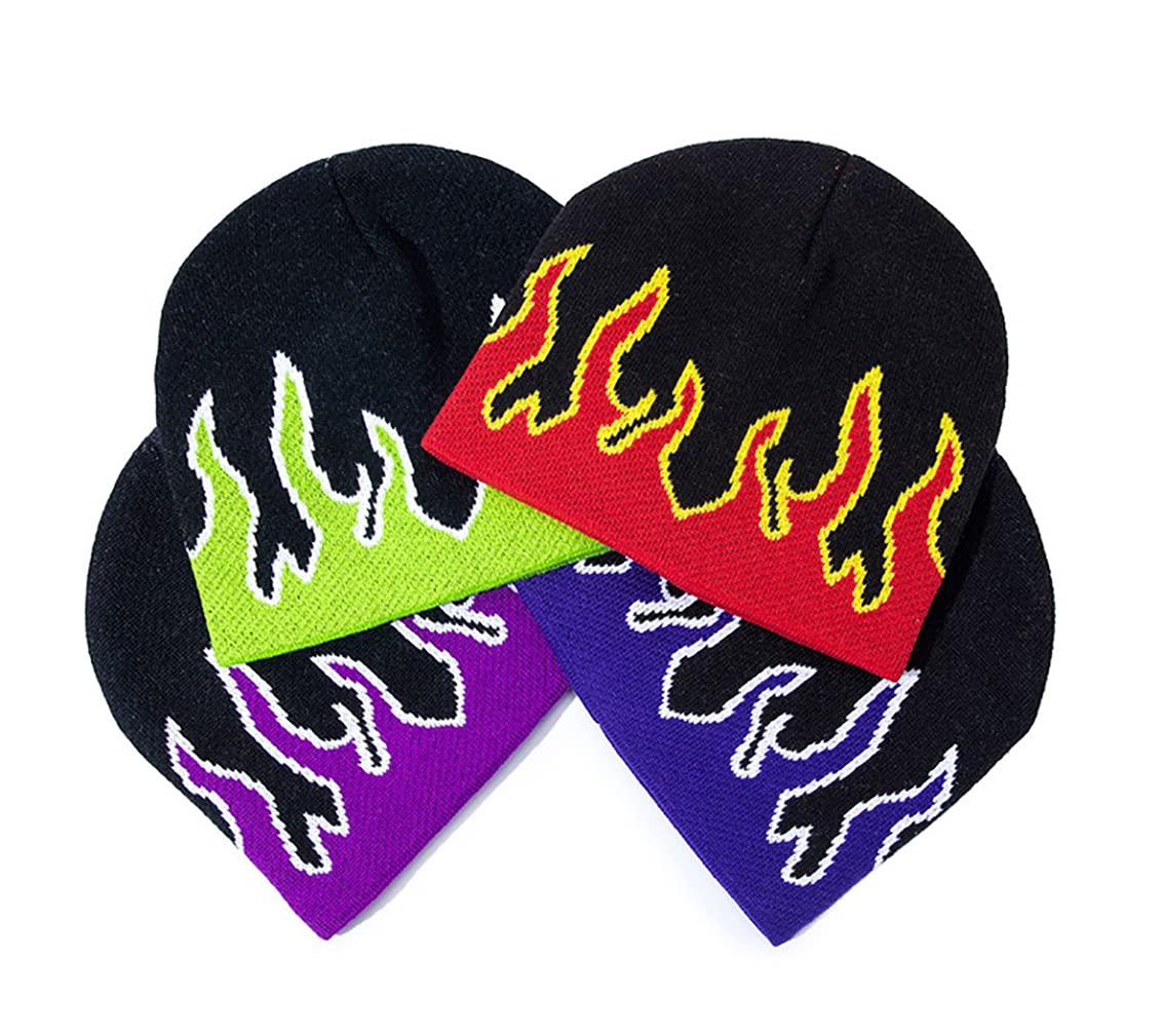 Warm & Soft CORIRESHA Knit Beanie Hat for Men & Women - Stylish Cotton Flame Skull Cap for Fall & Winter | Perfect for Outdoor Activities, Casual Wear & Cold Weather Fashion