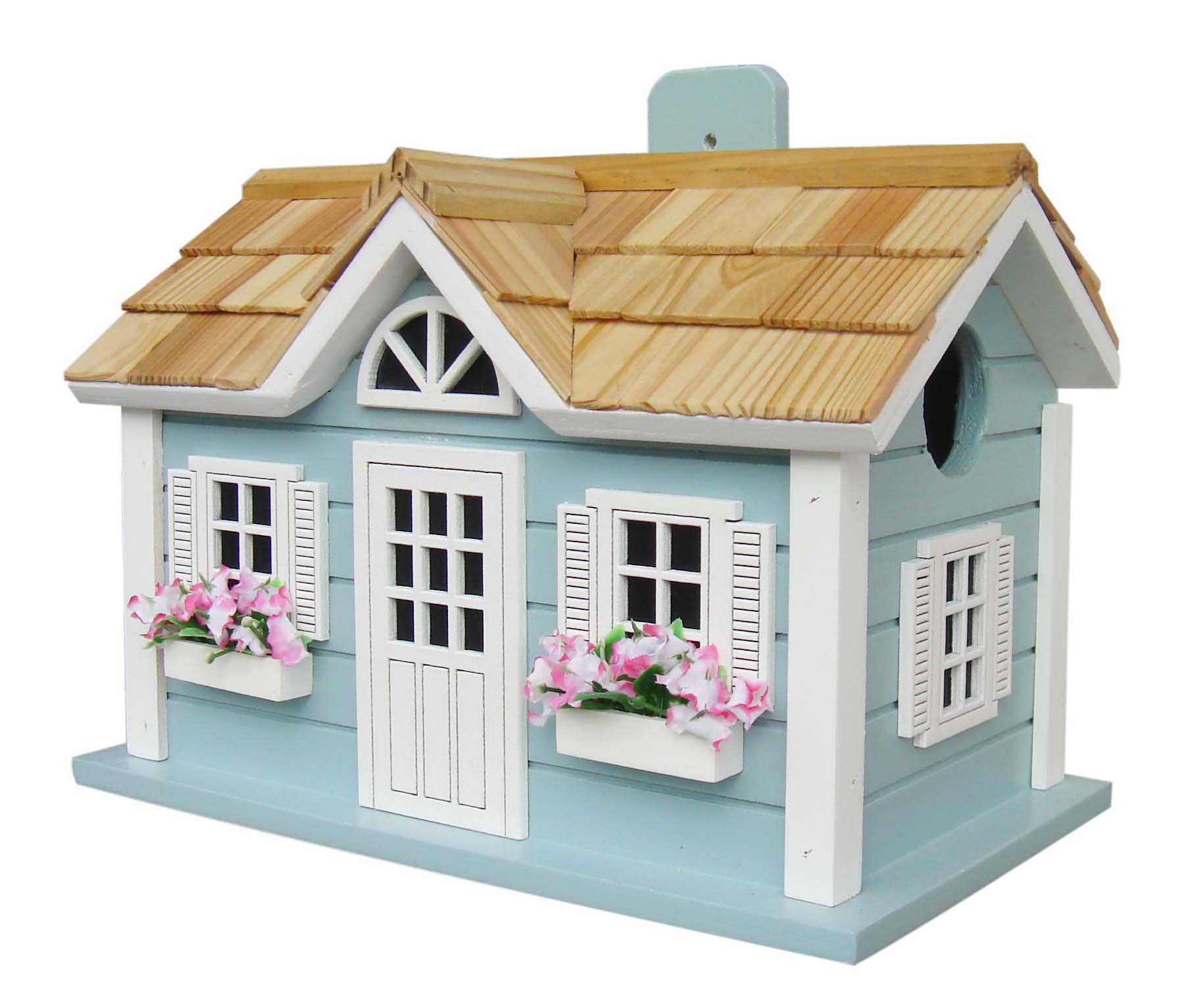 Handmade Nantucket Blue Bird House - Cottage Style Bird Feeder for Garden & Outdoor Decor - Attracts Wild Birds - Perfect for Backyard, Patio, and Nature Lovers
