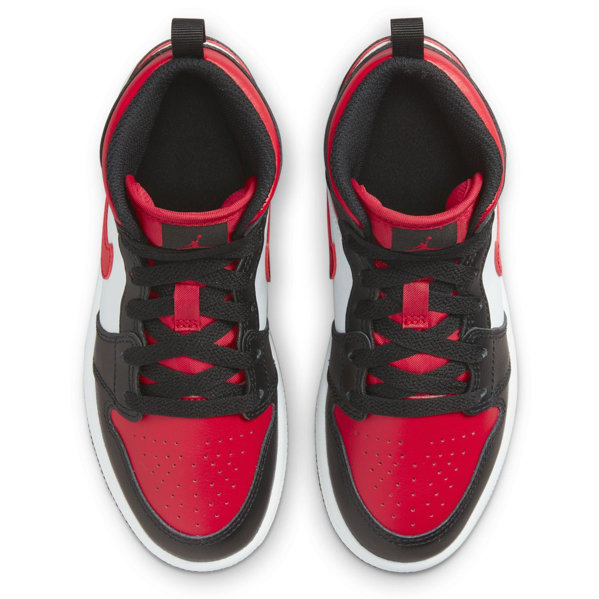 Nike Kids' Air Jordan 1 Mid Basketball Shoes - Black/Fire Red/White - High-Top Sneakers for Boys & Girls - Perfect for School, Sports & Casual Wear