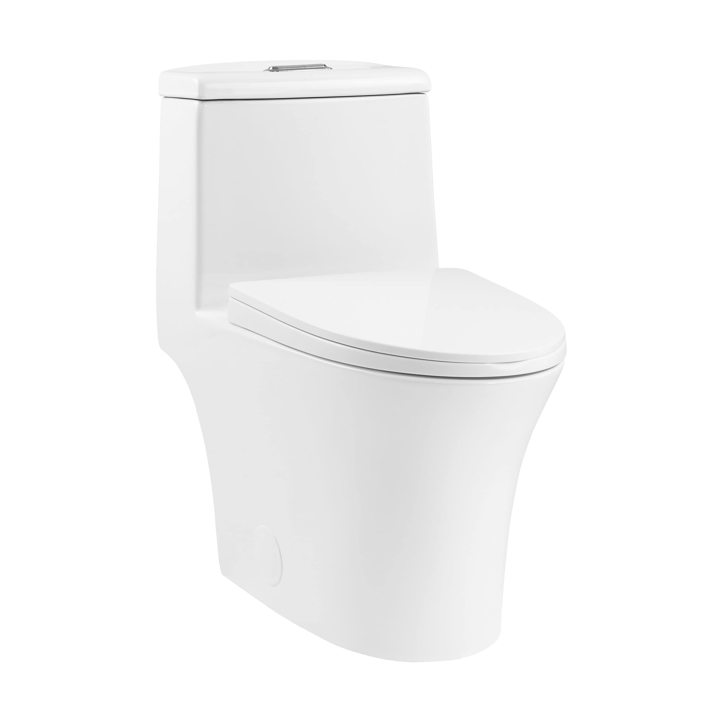 Hugo One Piece Elongated Dual Flush Toilet 1.1/1.6 GPF - Water Efficient Modern Bathroom Toilet for Home & Commercial Use