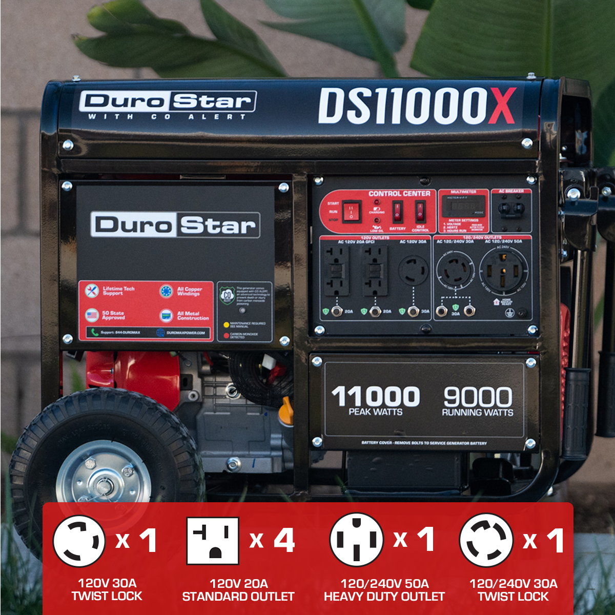 11,000 Watt Portable Gasoline Generator with CO Alert - Reliable Backup Power for Home, Camping & Emergency Use