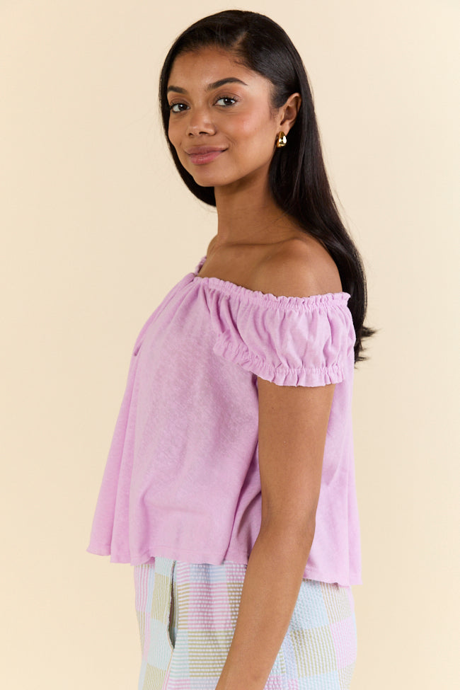 Minimalist Purple Off-Shoulder Knit Top for Women - Elegant Casual & Party Wear - Perfect for Date Nights, Vacations & Summer Outfits
