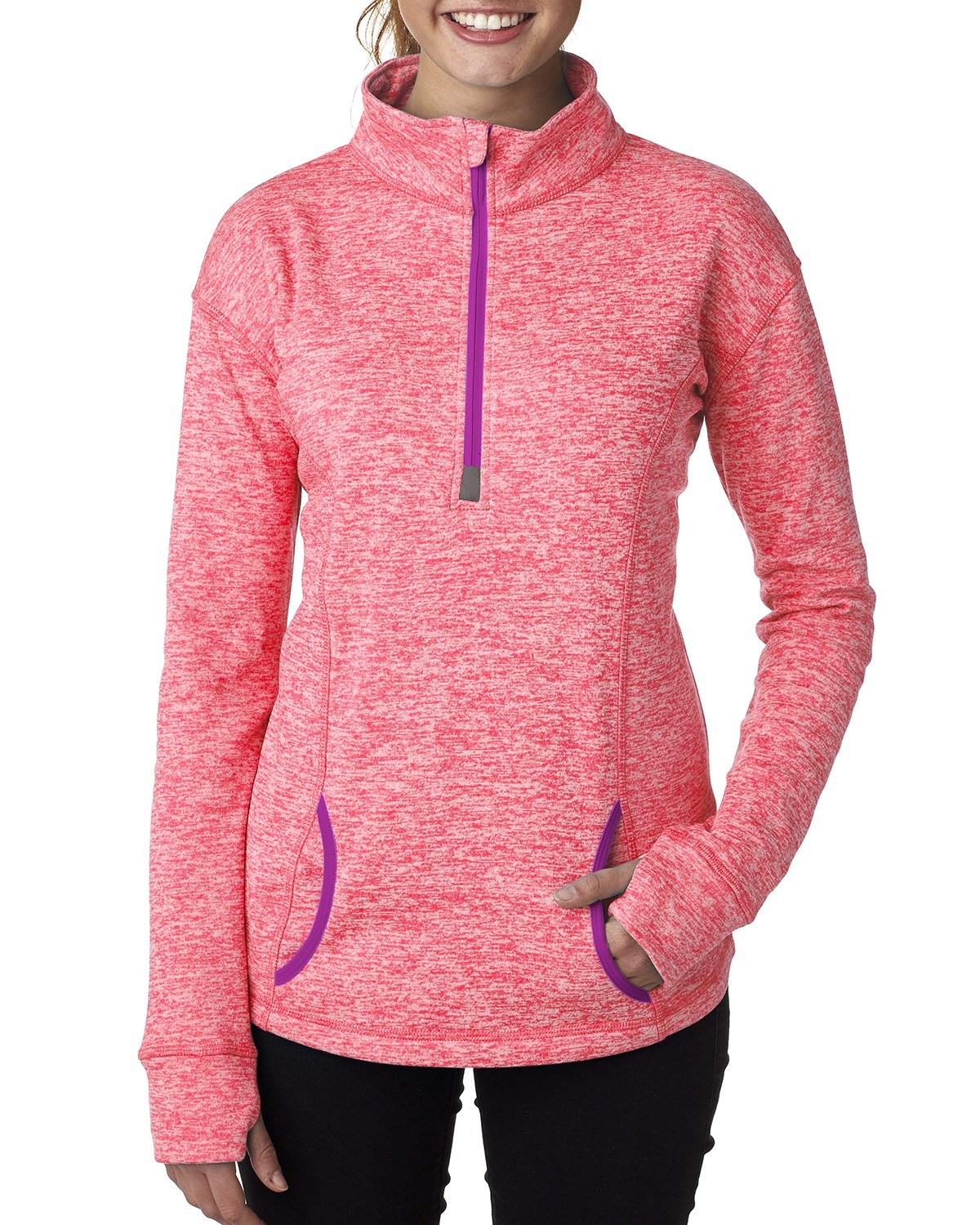 J America Women's Cosmic Fleece Quarter-Zip Pullover - Soft & Warm Fleece Jacket for Casual Wear (Size S, Color: Magenta) | Perfect for Outdoor Activities, Hiking & Winter Layering