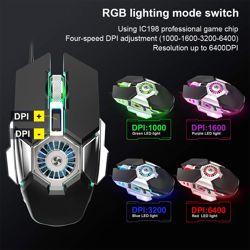 125 Gaming Mouse Wired - RGB Backlit Ergonomic Mouse with 6 Programmable Buttons for PC, Laptop, Desktop | Perfect for FPS, MOBA & MMO Games (Gray)