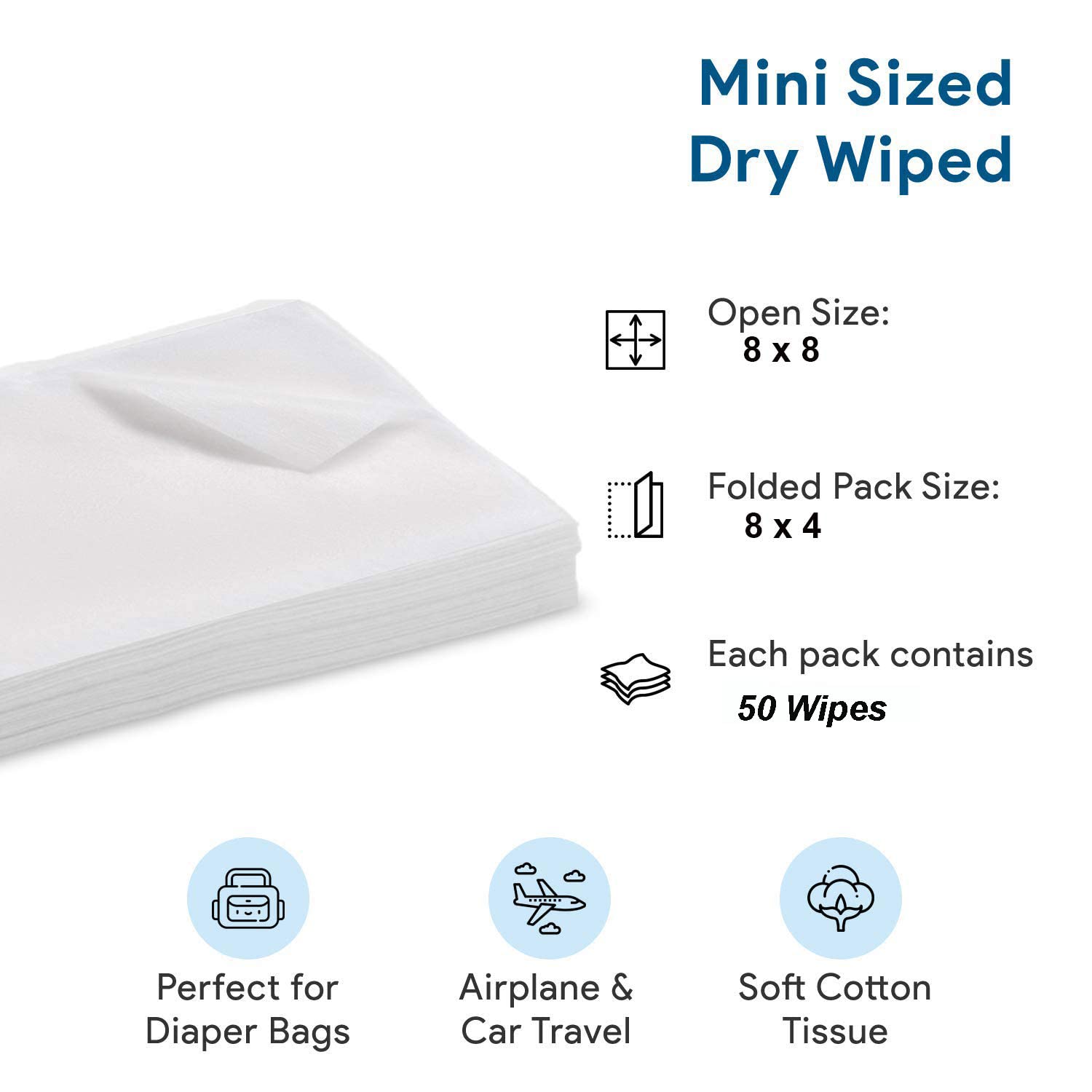 Premium 100-Pack Ultra Soft Non-Woven Facial Cleansing Wipes | Gentle Makeup Remover & Beauty Towels | Multipurpose Dry Tissues for Makeup Removal, Skincare & Daily Hygiene | Hypoallergenic & Durable