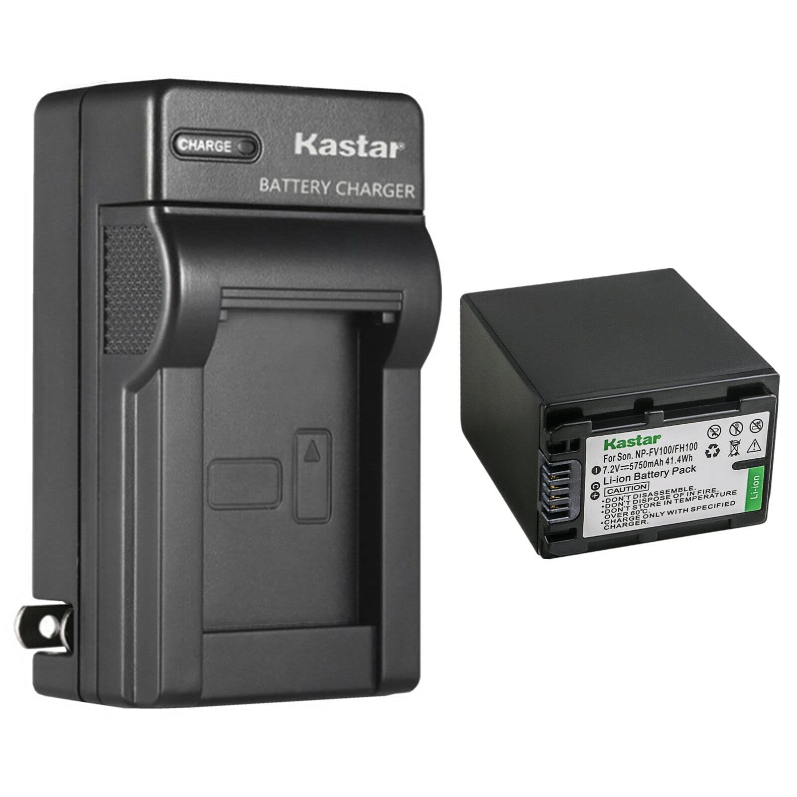 Kastar NP-FV100 Replacement Battery & AC Wall Charger for Sony Camcorders - Compatible with HXR-MC50, HXR-MC88, HXR-NX30, HXR-NX70, HXR-NX80, PXW-Z90V, PXW-X70, DCR-PJ5, DCR-SR10, DCR-SR15, DCR-SR20, DCR-SR21 - Perfect for Travel, Vlogging & Professional Videography