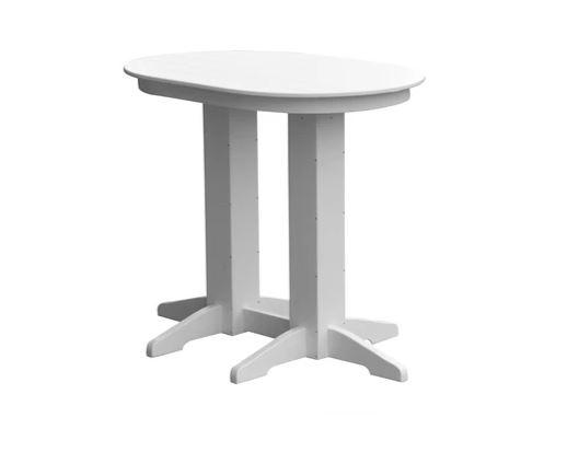 A & L Furniture Oval Bar Table with Free 2 Umbrella Holes - Perfect for Outdoor Patio, Poolside, and Backyard Entertaining