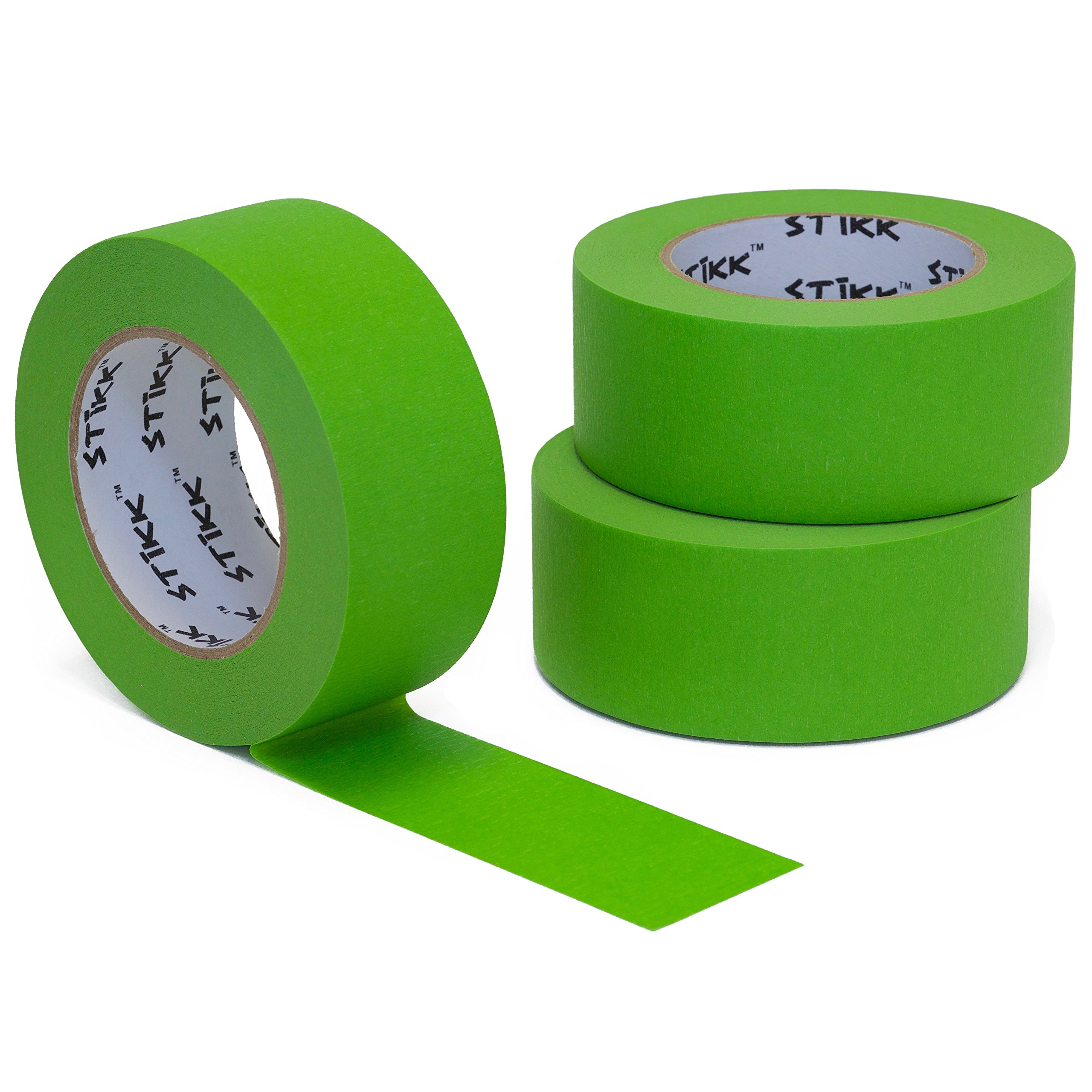 STIKK Green Painter's Tape 3-Pack - 2 Inch x 60 Yards - Residue-Free Masking Tape for Painting Edges, Trim & Ceilings - Perfect for DIY Home Projects, Wall Art & Professional Paint Jobs