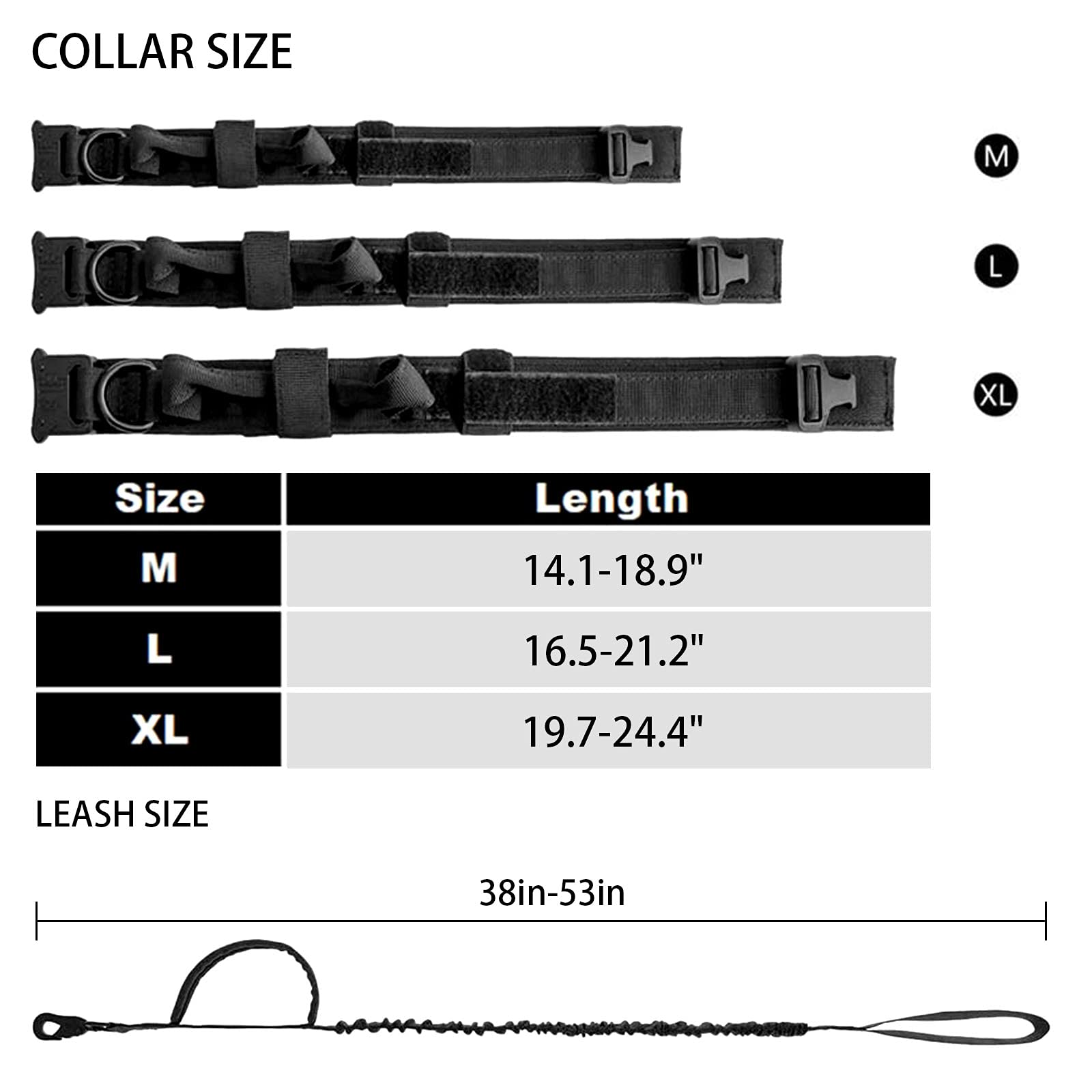 Tactical Dog Collar and Leash Set - Military Grade K9 Collar with Bungee Leash - Adjustable Army Nylon in Khaki - Heavy Duty Metal Buckle for Large Dogs - Perfect for Training, Hiking & Outdoor Adventures