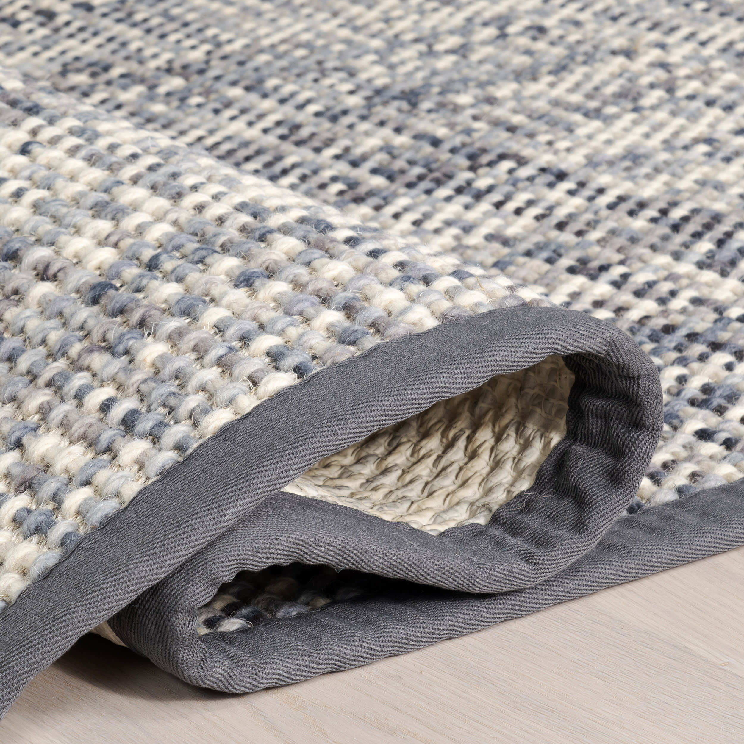 Premium Elnora Bordered Crosshatch Wool Blend Area Rug - Charcoal Gray | Soft & Durable for Living Room, Bedroom, or Office Decor