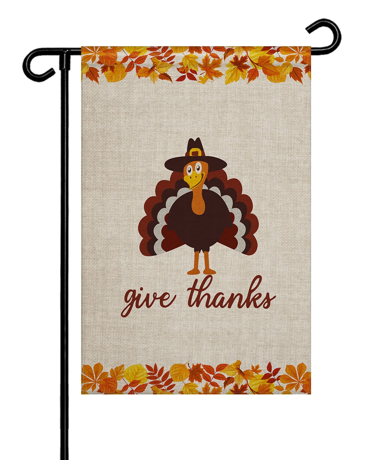 Double Sided Thanksgiving Burlap Garden Flag - Farmhouse Turkey & Maple Leaf Design, 28x40 Inch Seasonal Vertical Yard Banner for Patio, Lawn & Outdoor Decor | Perfect for Fall Harvest, Autumn Porch Displays & Thanksgiving Welcome Decor