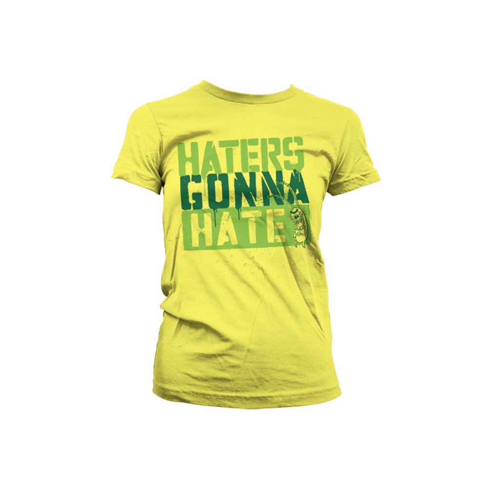 Official SpongeBob SquarePants Haters Gonna Hate Women's T-Shirt - Yellow, Small - Cartoon Graphic Tee for Casual Wear & Funny Gifts