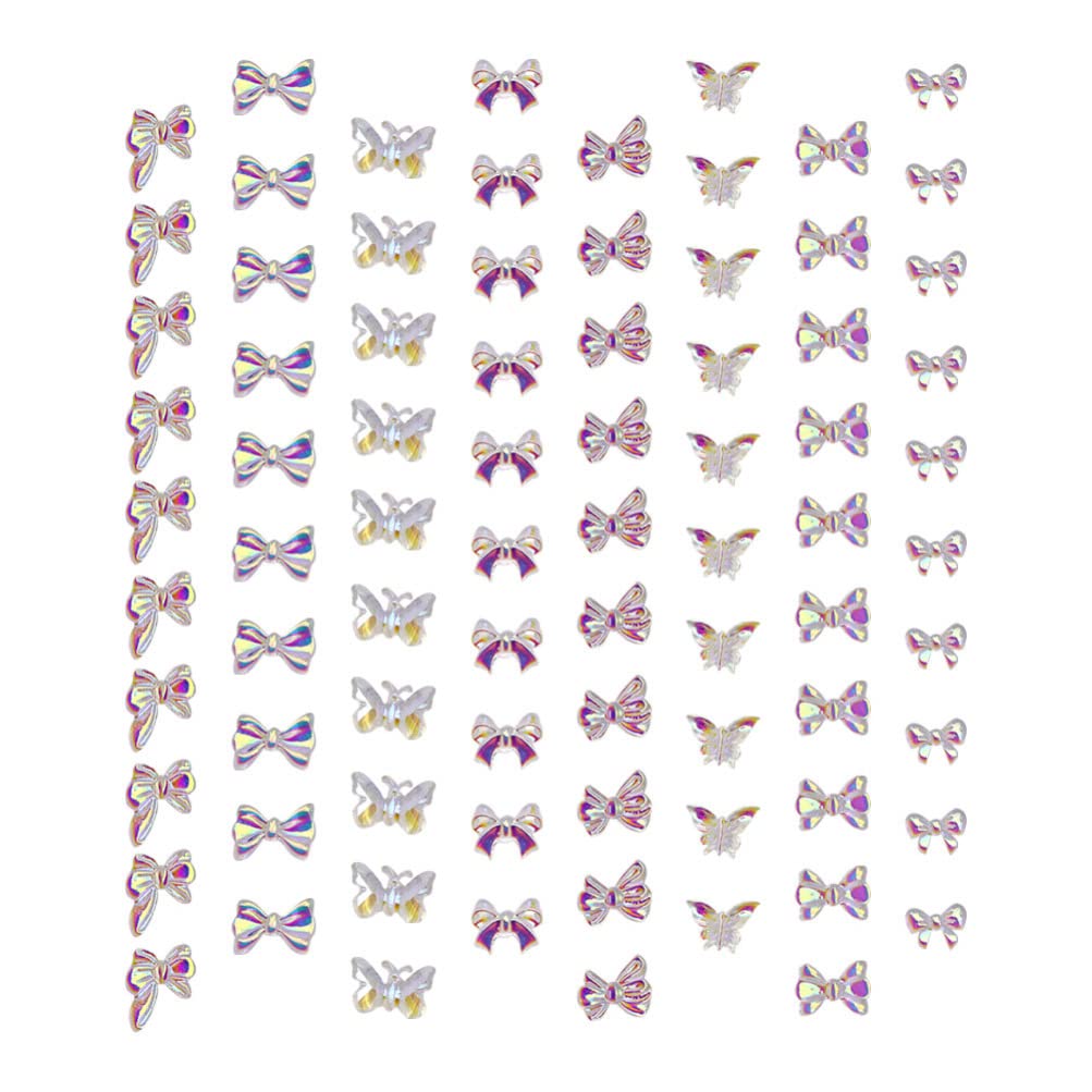 FOMIYES 80pcs 3D Butterfly Nail Charms Set - Elegant Bowknot Manicure Beads for DIY Nail Art Decorations | Perfect for Women & Girls | Nail Salon, Party, Wedding, and Special Occasion Nail Designs