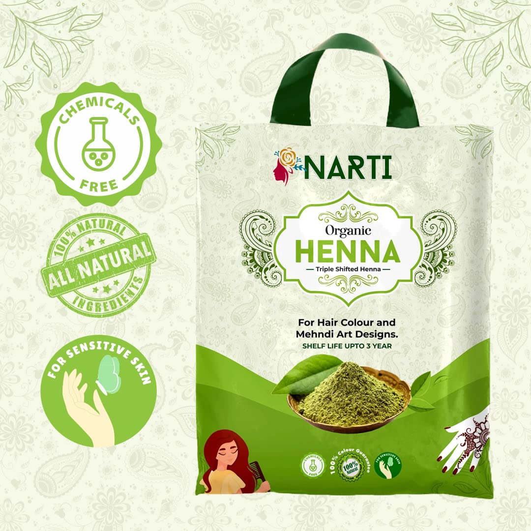 Organic Narti 500gm Henna Powder for Hair Growth - Natural Mehendi for Hair Care, Conditioning & Coloring | Perfect for DIY Hair Treatments, Bridal Prep & Ayurvedic Hair Care Routines