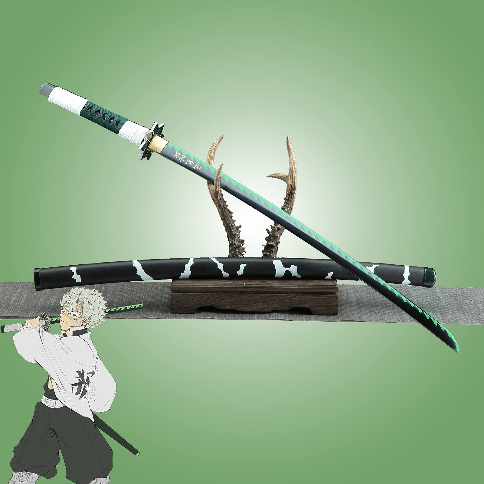 SHENLONG Demon Slayer Katana - 41.3 Inch Handmade Real Japanese Samurai Sword, Full Tang Tempered Steel Blade, Kimetsu no Yaiba Anime Cosplay Prop - Perfect for Cosplay, Collection, Martial Arts Training & Home Decoration