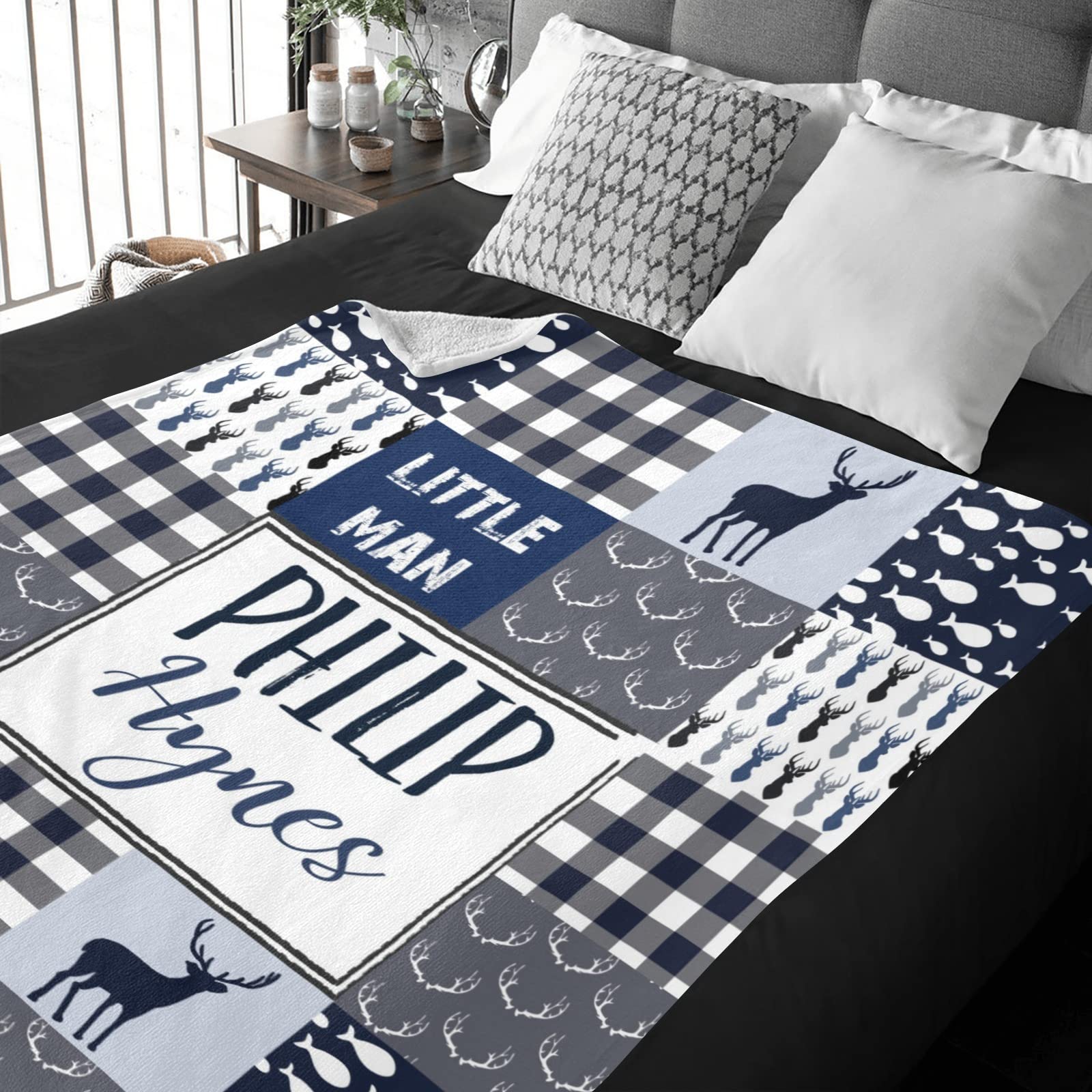 **Personalized Baby Blankets for Girls & Boys - Custom Name Blanket with Cute Shark & Woodland Animals - Soft & Cozy Baby Gift for Birthday, Christmas, New Year - Perfect for Nursery, Stroller & Photo Shoots**