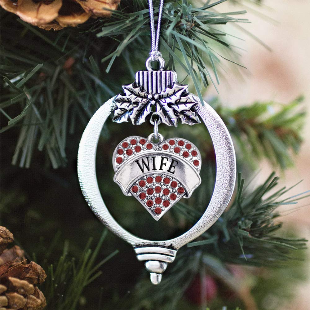 Inspired Silver Red Heart Christmas Ornament with Cubic Zirconia - Elegant Holiday Tree Decoration for Wife - Perfect Gift for Christmas, Anniversary & Valentine's Day - Festive Home Decor & Party Hanging Ornament