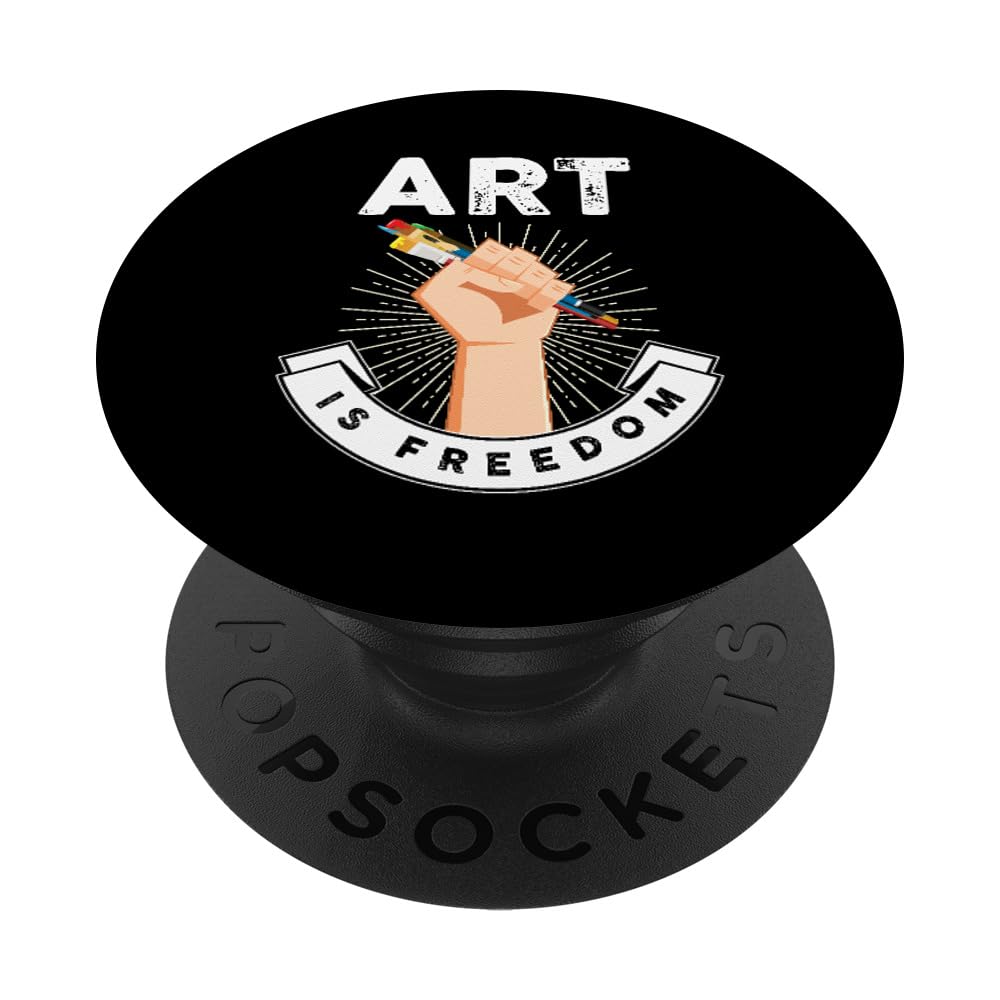 Art is Freedom PopSockets Standard PopGrip - Swappable Phone Grip & Stand for Artists, Teachers & Students - Perfect for Phones, Tablets & Sketchbooks | Great Gift for Art Lovers, Classroom Use & Creative Projects
