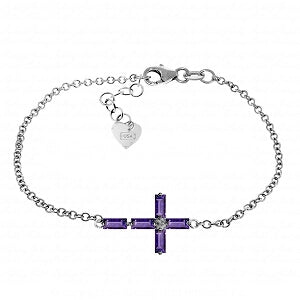 1.15 Carat 14K Solid White Gold Ave Maria Amethyst Bracelet for Women - Elegant Purple Gemstone Jewelry Gift for Christmas, Birthday & Special Occasions