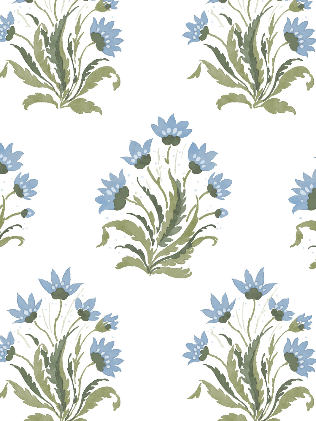 Nathan Turner Blue Green Hillhouse Block Print Large Wallpaper - Perfect for Living Room, Bedroom, and Home Office Decor