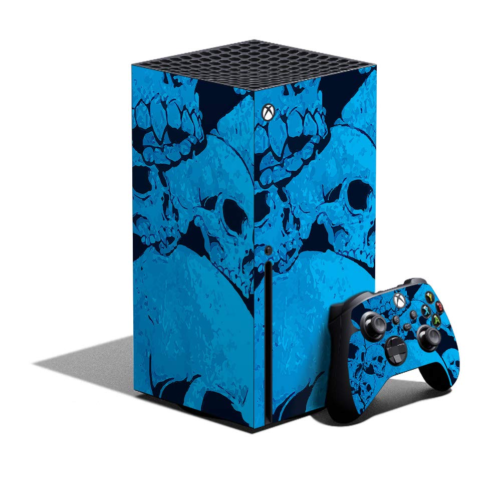 MightySkins Xbox Series X Skin Wrap - Blue Skulls Design | Protective Vinyl Decal Cover | Durable & Easy to Apply | Made in USA | Perfect for Gaming Setups & Personalization
