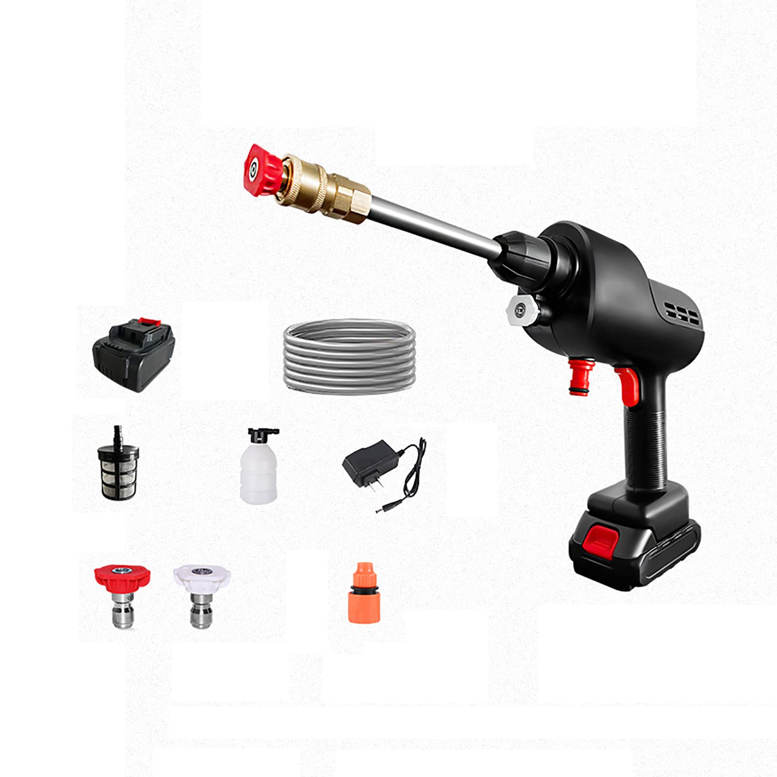 21V Cordless Electric Pressure Washer with 5 Nozzle Tips - Portable Power Washer for Car Washing, Garden Cleaning, Patio, Deck & Window Cleaning | Ideal for Home, RV & Outdoor Use