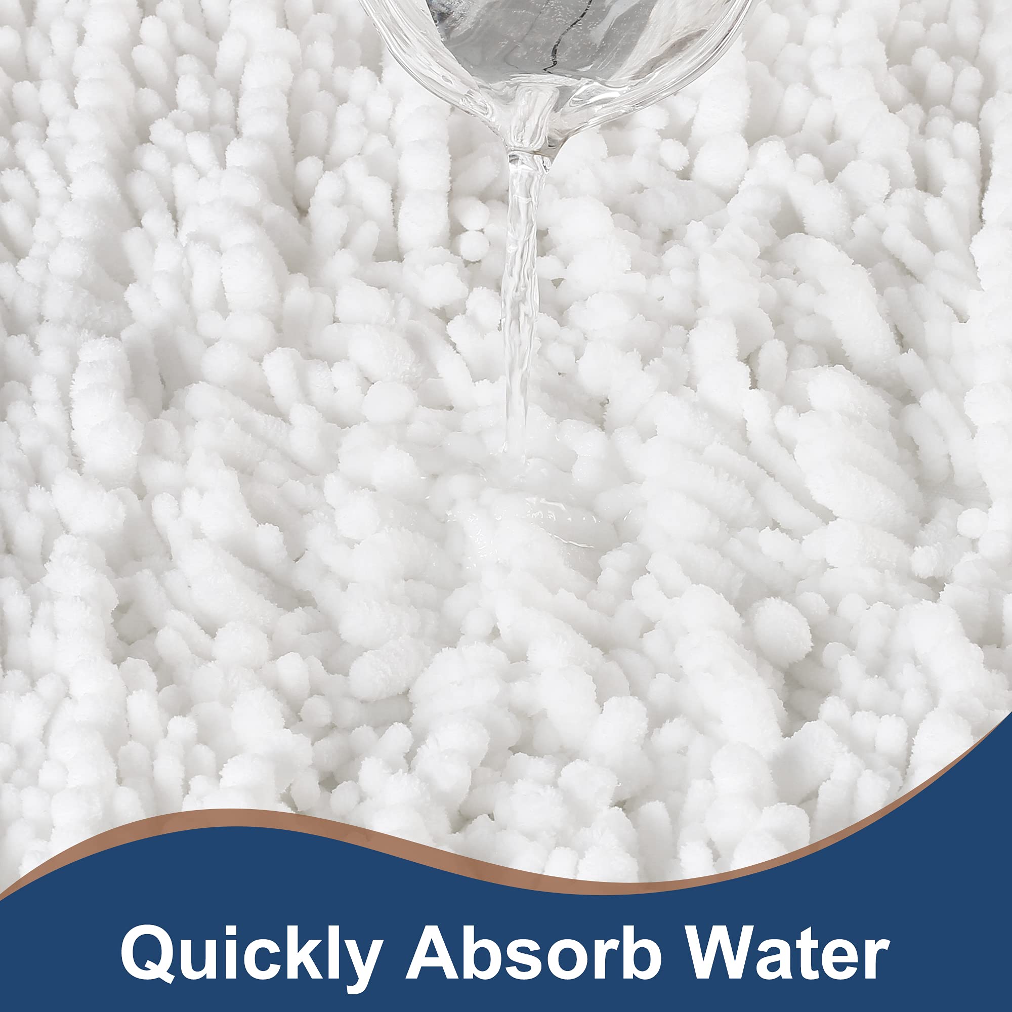 FLOLEOPA Soft Plush Microfiber Bathroom Rugs - Super Absorbent Non-Slip Machine Washable Bath Mat for Shower, Tub & Bathroom Floor (24x39 Inches, White) - Perfect for Bathroom Safety & Comfort