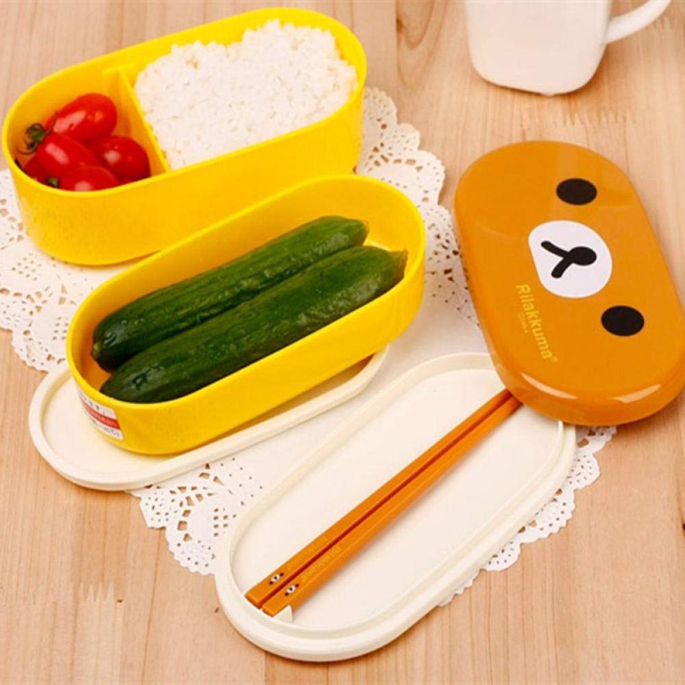 Cute Rilakkuma Bento Lunch Box - Portable Microwave Safe Food Container with Leak-Proof Lid for Kids & Adults - Perfect for School, Office, Picnics & Travel