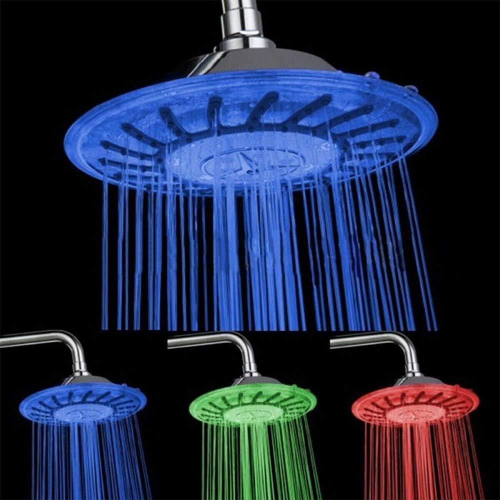 8 Inch Auto Color Changing LED Shower Head - Round Water Temperature Controlled Shower Sprayer with 3 Color Modes for Bathroom Shower Replacement - Perfect for Spa-Like Showers & Relaxing Nighttime Baths