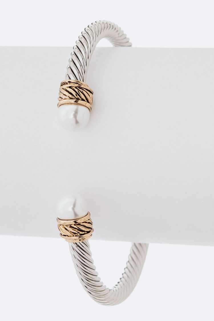 Stylish Silver Cable Cuff Bracelet with Pear Accents - Elegant Jewelry for Women | Perfect for Parties, Weddings & Everyday Wear