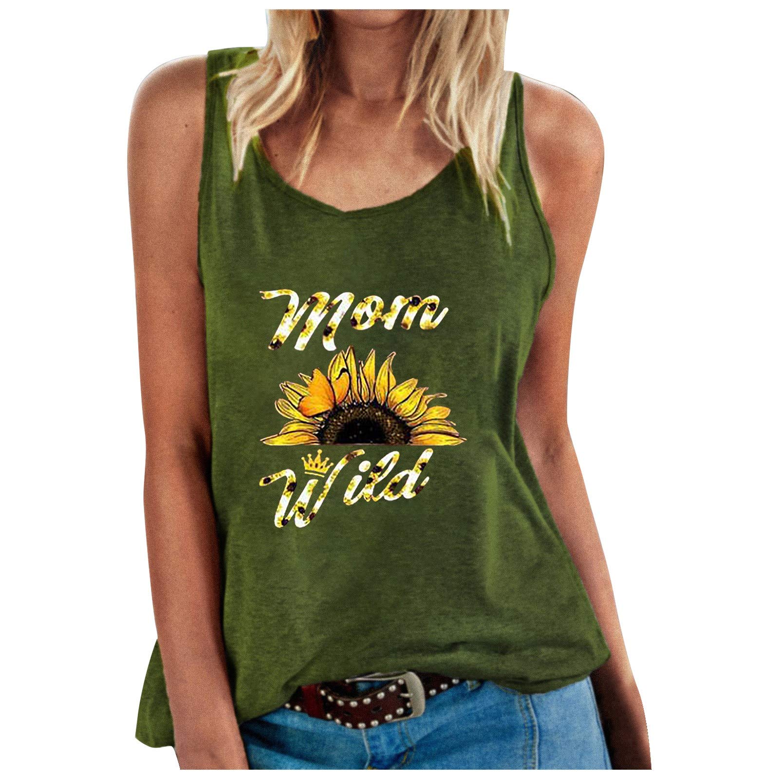 Sunflower Print Plus Size Women's Tank Tops - Sexy Loose Fitting Summer Tops for Women - Perfect for Beach Outings, Casual Wear & Summer Vacations