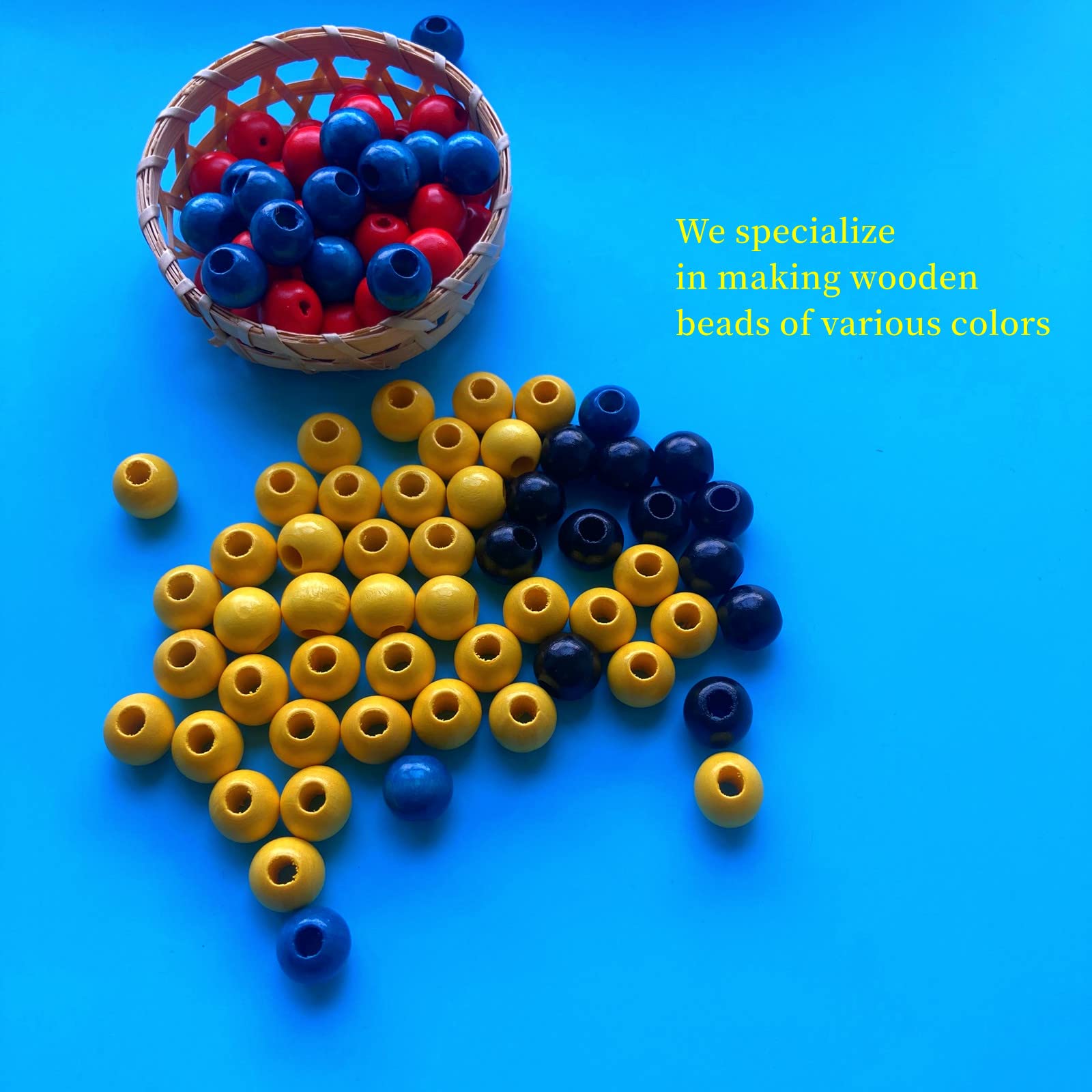 240Pcs 16mm Yellow Wood Beads for Crafts - Large Hole Natural Wooden Beads Perfect for Jewelry Making, DIY Bracelets, Necklaces, and Home Decor