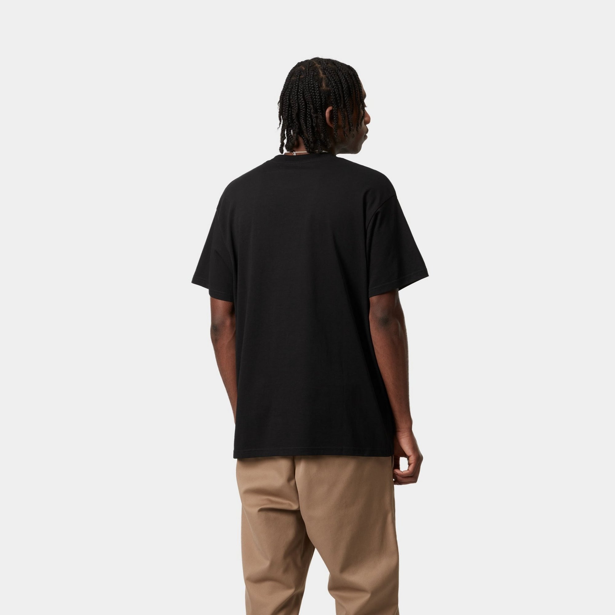 Script Embroidery Black T-Shirt - Comfortable Cotton Tee for Casual Wear & Everyday Outfits