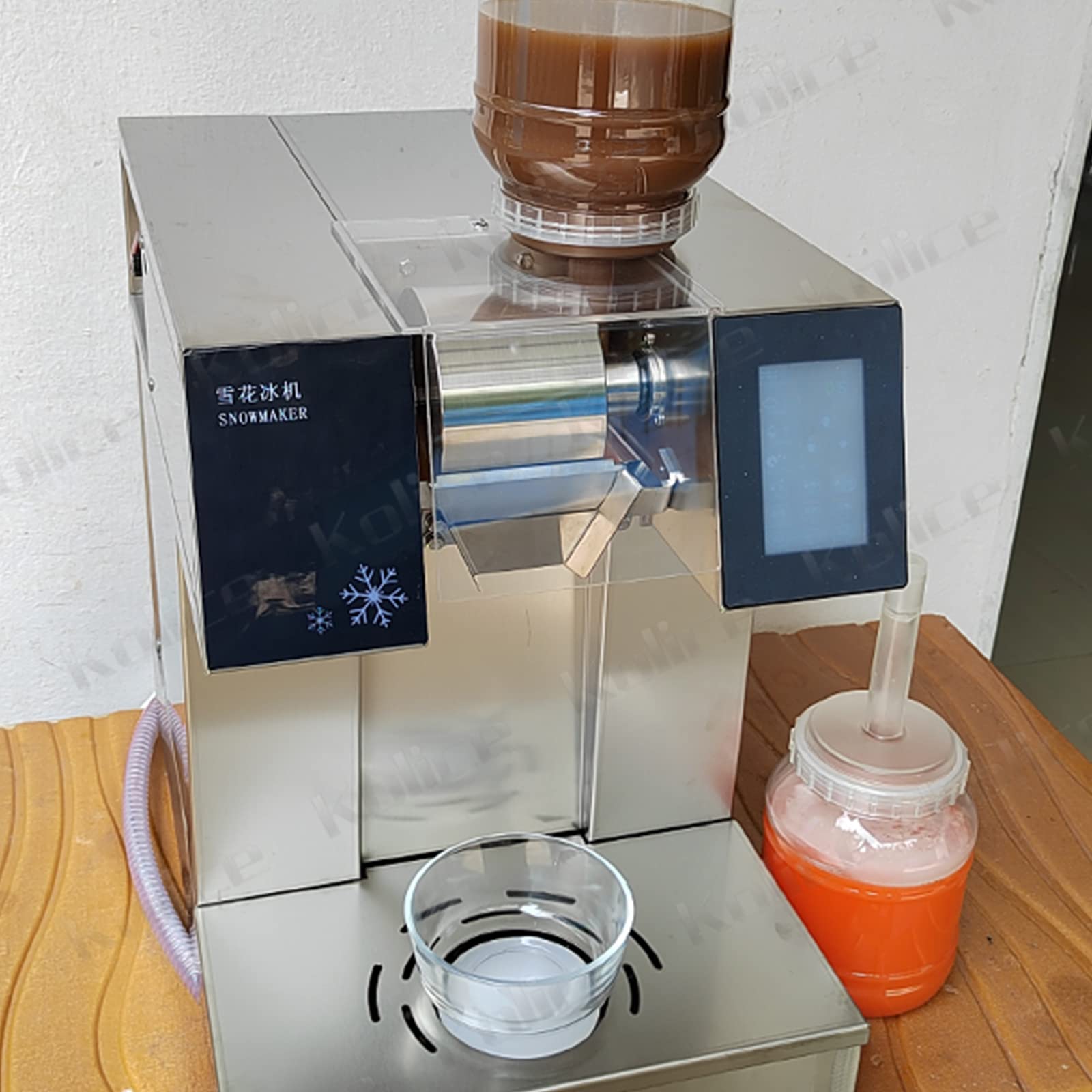Kolice Commercial Electric Ice Crusher Shaver Machine - 407lbs/Day Automatic Snow Cone Maker with Water Cooling System for Bars, Restaurants, and Home Use - Perfect for Cocktails, Smoothies, and Frozen Treats