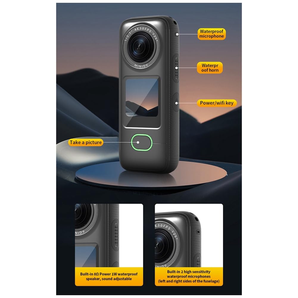 Greethga 4K HD WiFi Sports Camera - Waterproof Motorcycle Helmet Camera, Cycling Action Camera with Night Vision for Outdoor Adventures, Vlogging & Extreme Sports Recording