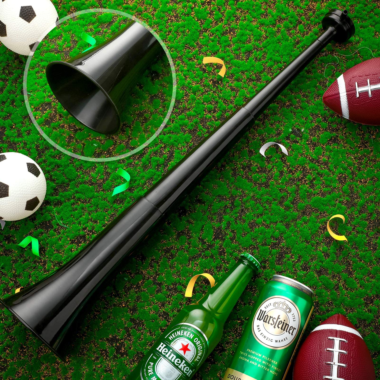 4 Pack Collapsible Vuvuzela Horns - Loud Stadium Noise Makers for Soccer, Hockey & Sports Events - Handheld Party Blow Horns for Games, Celebrations & Outdoor Activities