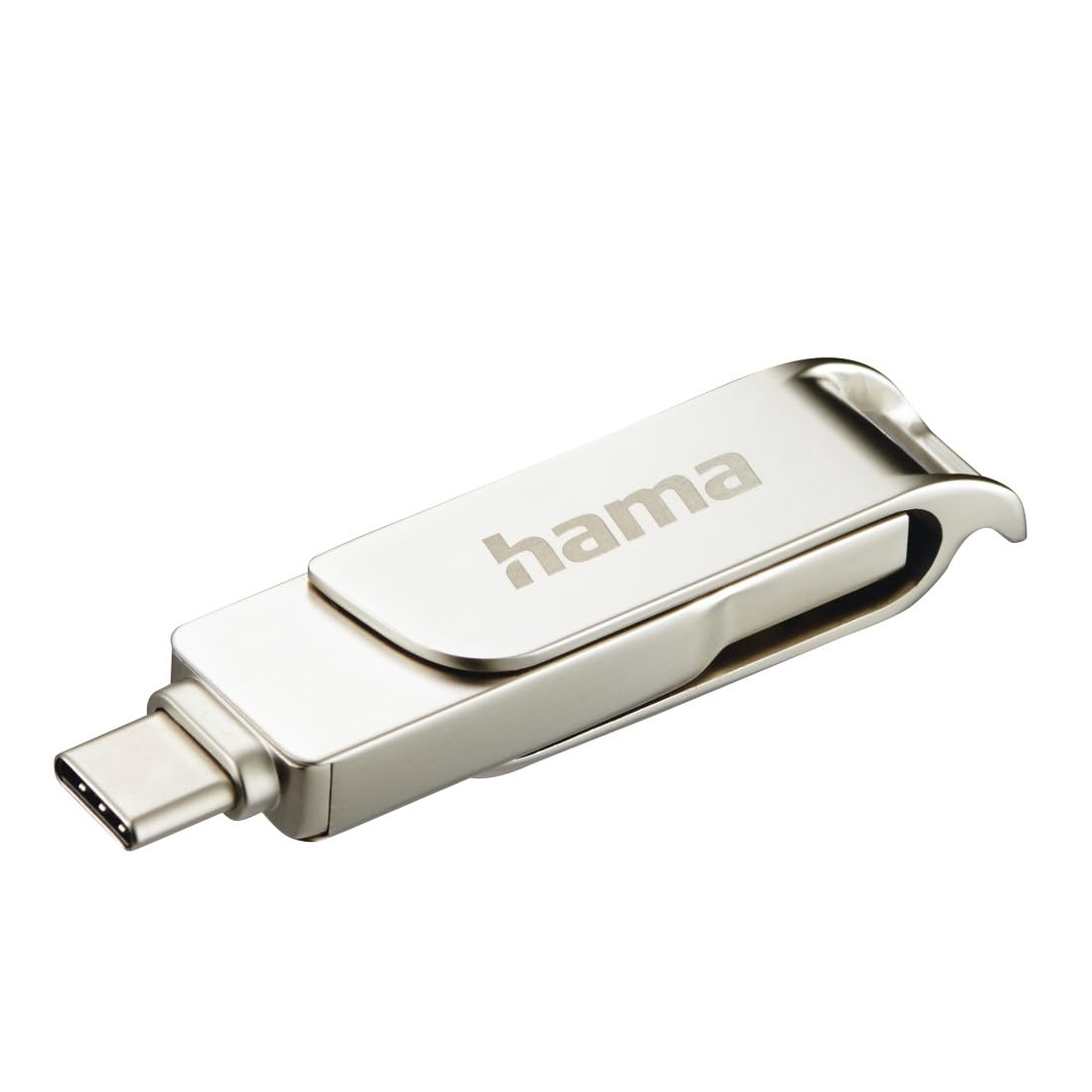 Hama 64GB USB 3.1 Flash Drive with USB-C & USB-A Connectors - Ultra Fast 70MB/s, Rotating Metal Design - Perfect for MacBook, Windows PC, Smartphones & External Storage