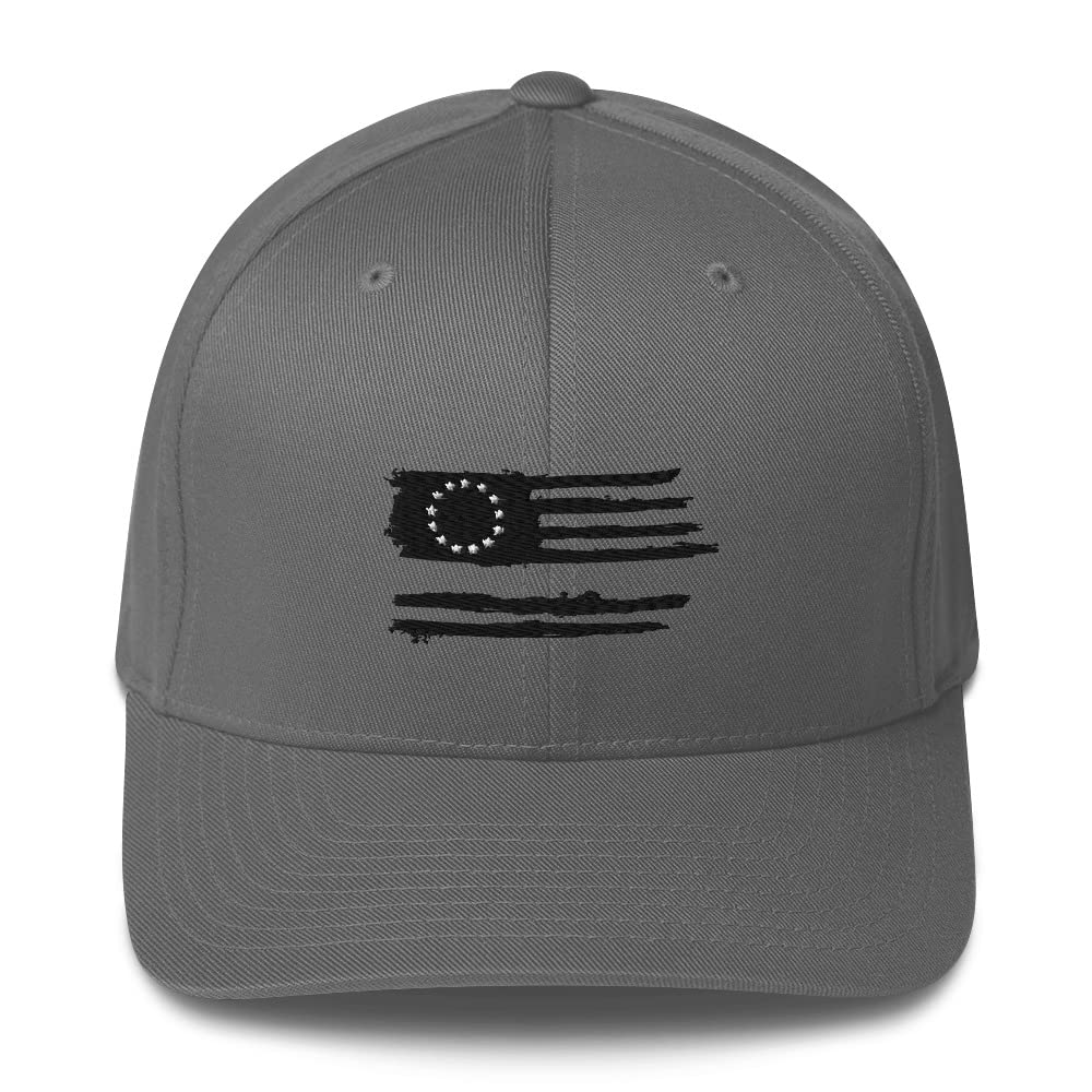 1776 Patriotic Men's Hats | Betsy Ross American Flag Baseball Cap - USA Made Dad Hat - Funny 4th of July Flexfit Cap for Independence Day BBQ & Outdoor Events
