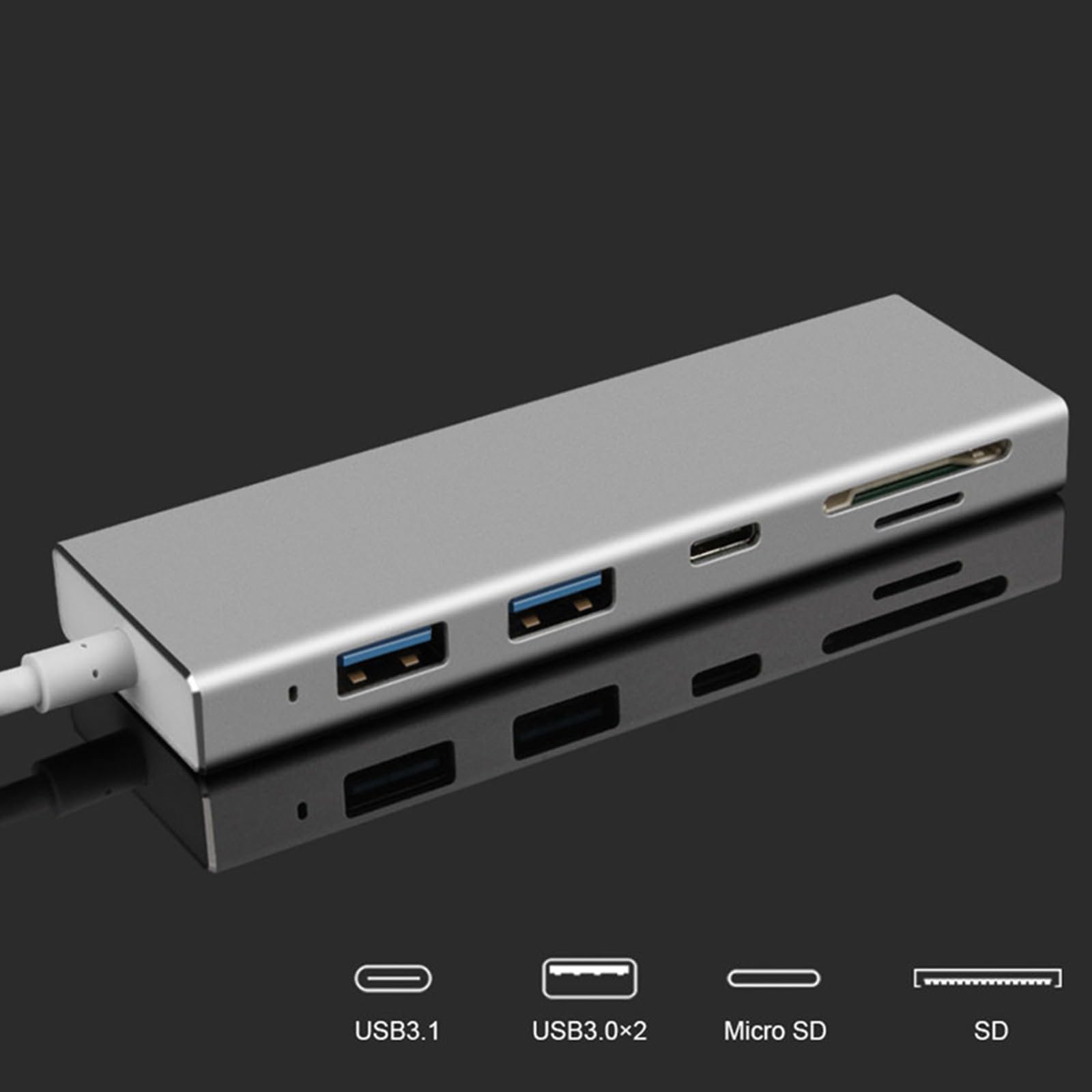 BAYORE 5-in-1 USB C Hub Adapter with USB 3.0 Ports, SD/TF Card Reader - Aluminum USB-C Docking Station for MacBook Pro/Air, iPad Pro, Dell XPS - Perfect for Office Work, Travel & Data Transfer
