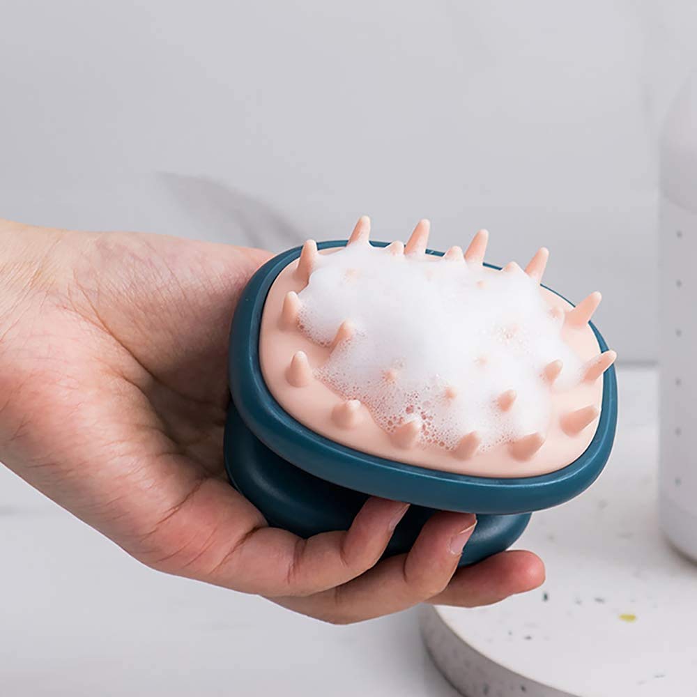 HEXONIQ® Soft Silicone Scalp Massage Shampoo Brush - Gentle Exfoliation for Dandruff Removal & Hair Growth Stimulation - Wet/Dry Hair Care for Women, Men & Pets - Relaxing Shower & Scalp Massager (Blue) - Perfect for Daily Hair Washing & Spa-Like Pampering at Home