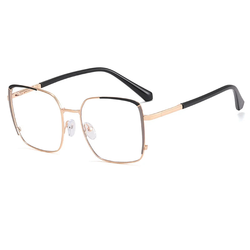CCspace Women's Full Rim Oversize Square Alloy Eyeglasses Frame 57184 - Stylish Reading Glasses for Work, Office & Everyday Fashion Accessory