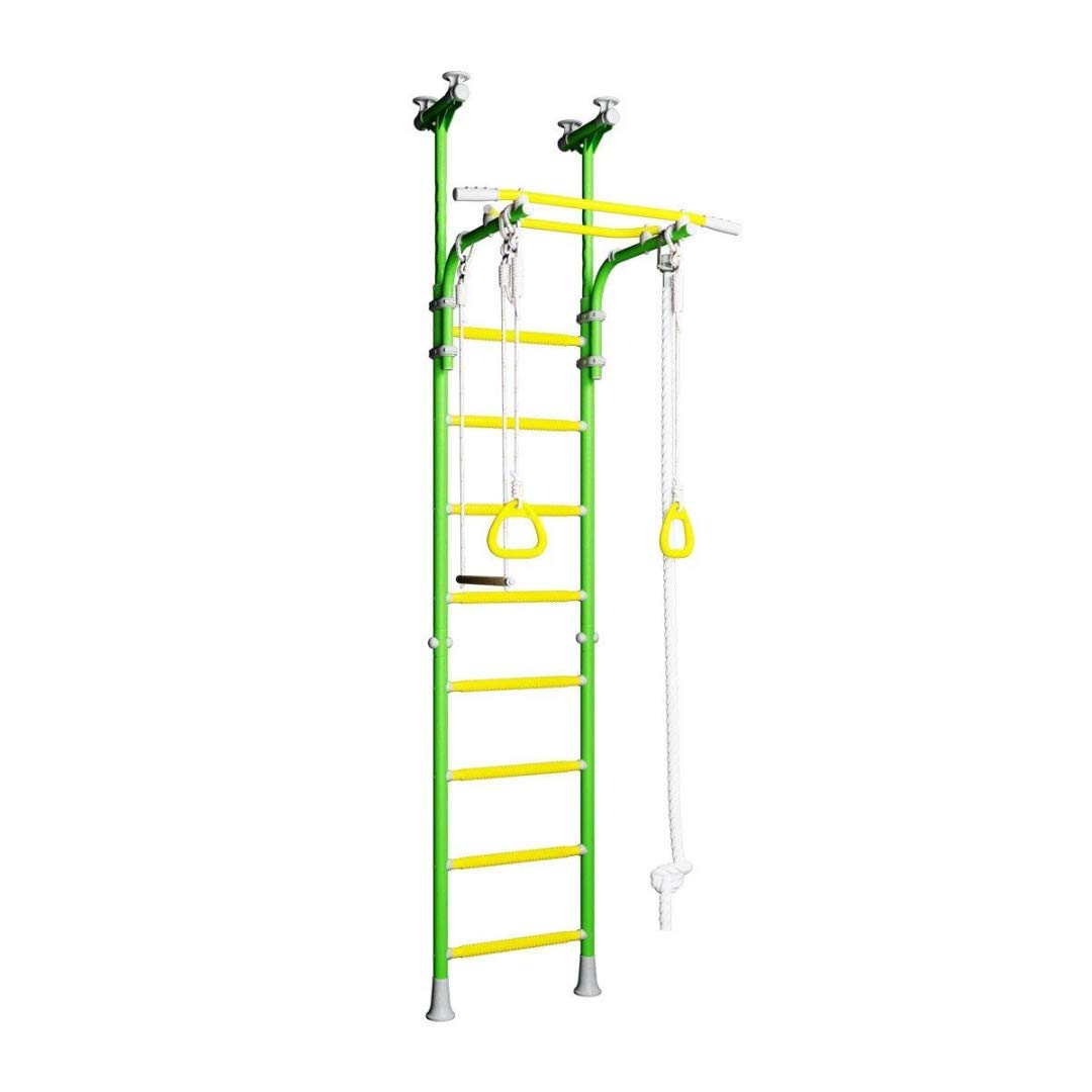 Comet 5 Kids Indoor Climbing Gym - Swedish Ladder with Horizontal Bars, Swing, Rope & Hanging Ladder - Multi-Functional Fitness Equipment & Playground for Children - Perfect for Home Playrooms, Daycares & Indoor Activity Centers