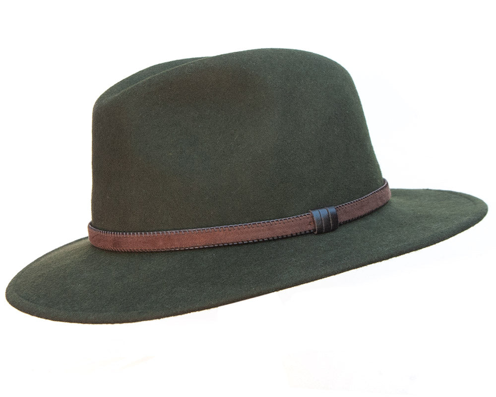 Stanton 'Laurence' Italian Made Foldable Wool Felt Fedora Hat for Men & Women - Olive Green Vintage Style - Perfect for Outdoor, Travel & Fashion Events