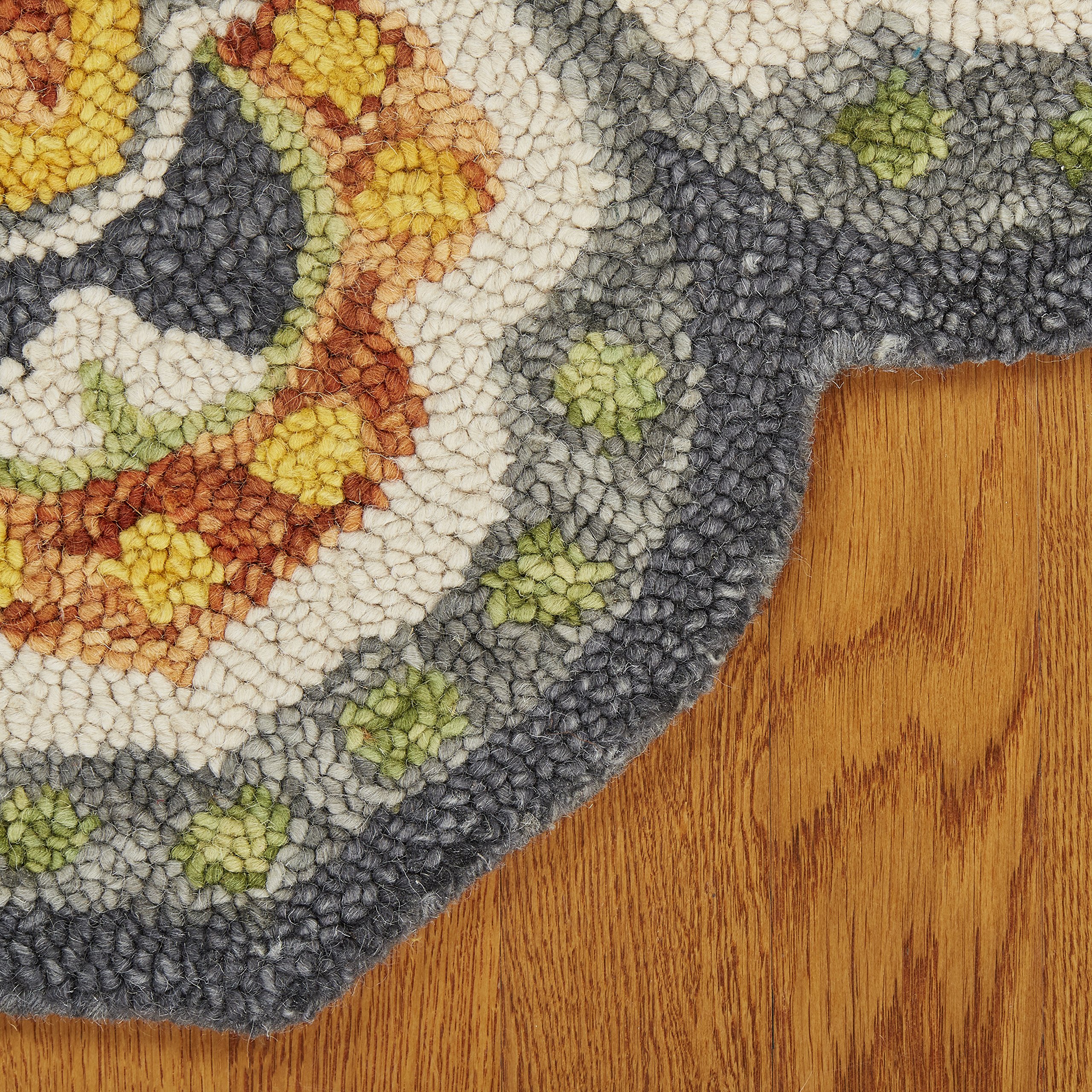 LR Home 6ft Round Indoor Wool Area Rug - Hand Woven Modern Farmhouse Boho Rug for Living Room, Bedroom, Playroom, Office & Entryway - Soft Gray & Yellow Home Decor Rug for Cozy Spaces & Stylish Interiors