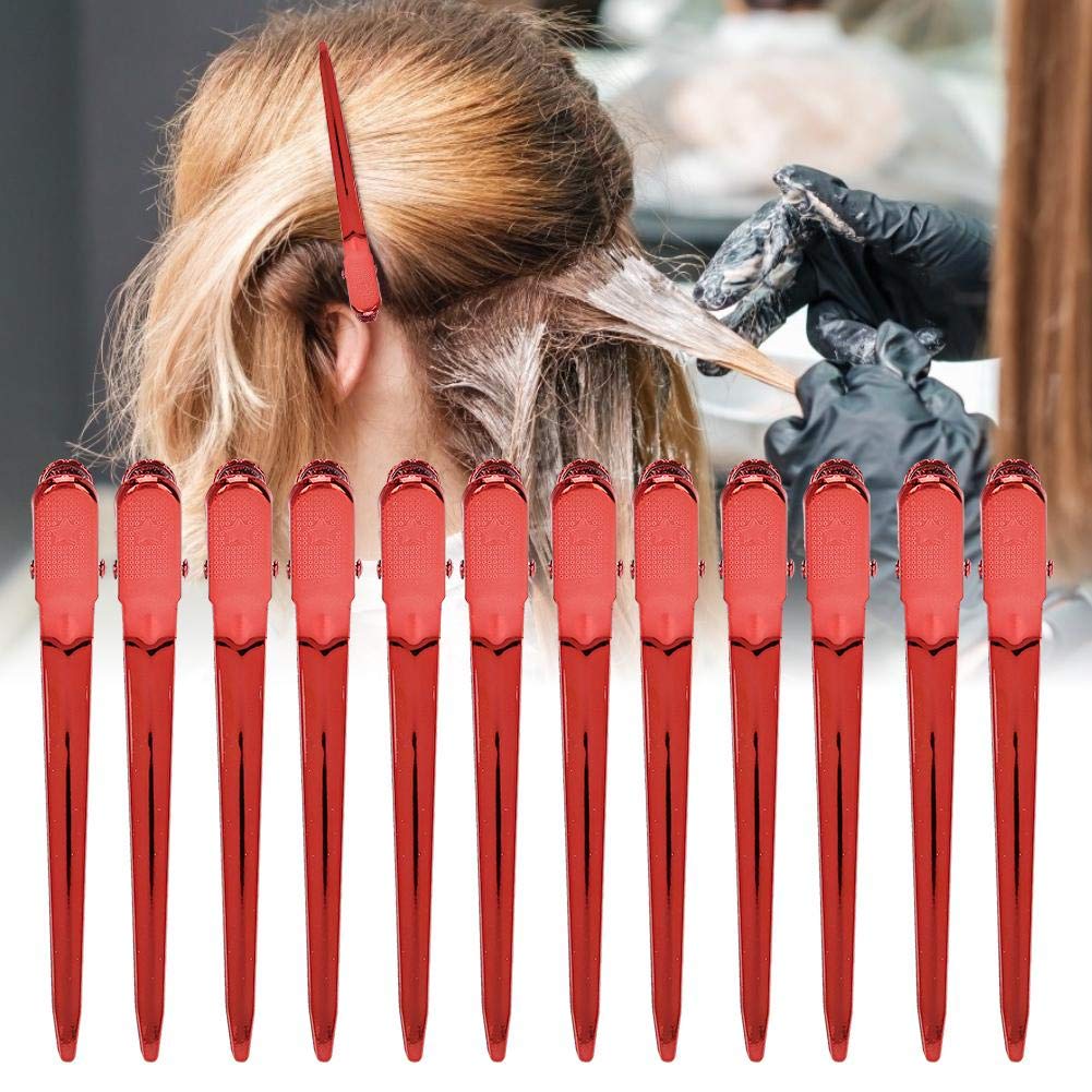 12 Pcs Professional Salon Duckbill Hair Clips - Stainless Steel Hairpins for Styling, Sectioning & Hairdressing (Red) - Perfect for Salon, Home Use & DIY Hair Styling