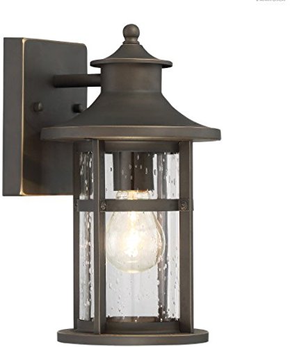Minka Lavery 72551-143C Highland Ridge Outdoor Wall Lantern - 1-Light 60W Oil Rubbed Bronze Exterior Light Fixture for Porch, Patio & Entryway Lighting